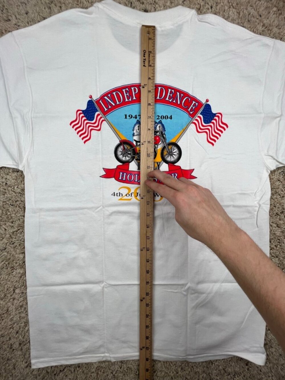 Vintage 2004 Hollister Independence Rally Motorcycle T-Shirt Mens Large White - Picture 4 of 12